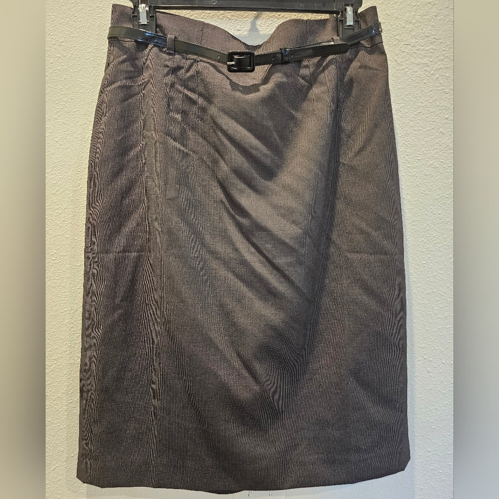 Ann Taylor Gray Belted Pencil Skirt Size 8 NWT